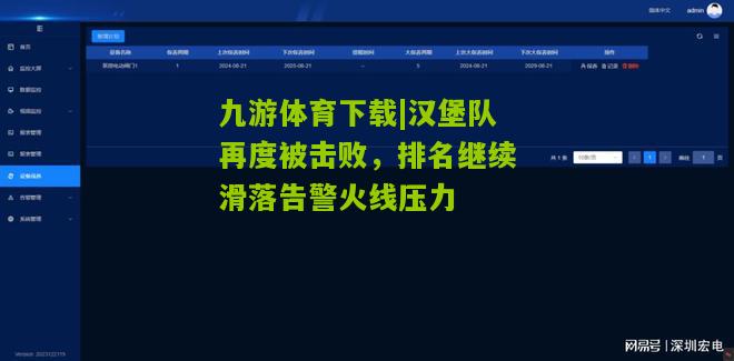 九游体育下载|汉堡队再度被击败，排名继续滑落告警火线压力